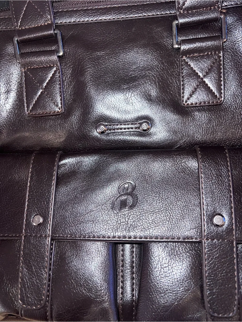 Black Leather Briefcase Messenger Bag